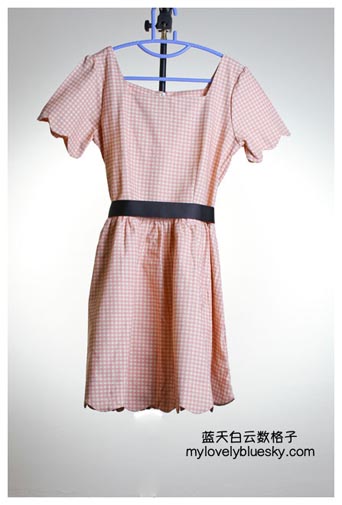  Peppi Pastel Checker Exclusive Cotton Sleeved Belted Dress